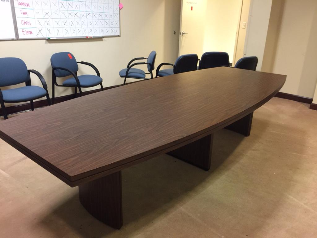 Used Office Conference Tables 10FT LONG BOAT SHAPE CONFERENCE TABLE at Furniture Finders